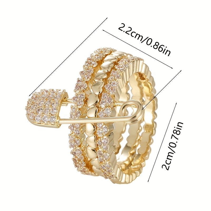1 Stylish 3-Circle Heart Pin Design Synthetic Synthetic Zirconia Women's Ring