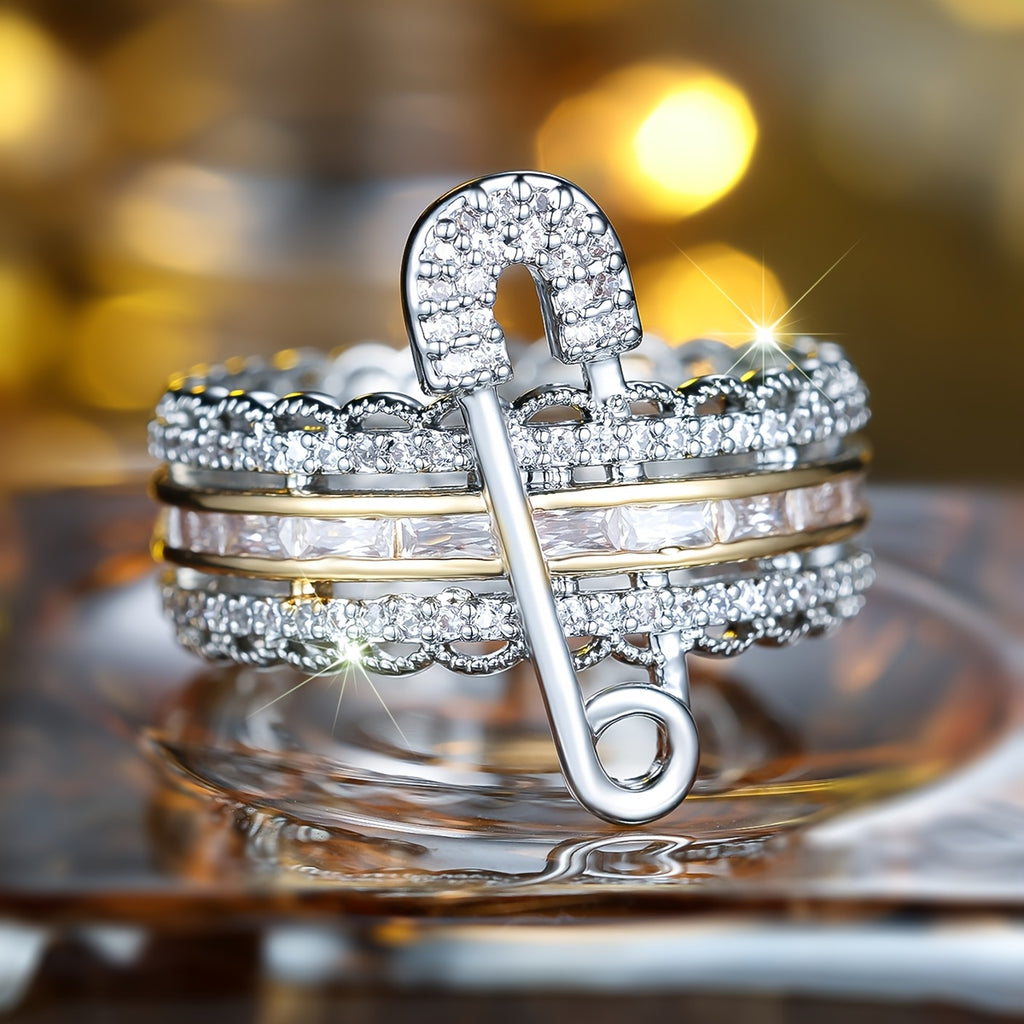 A Uniquely Charming Needle-Shaped Women'S Fashion Ring, Perfect for Parties, Birthdays, Anniversaries, And Everyday Wear