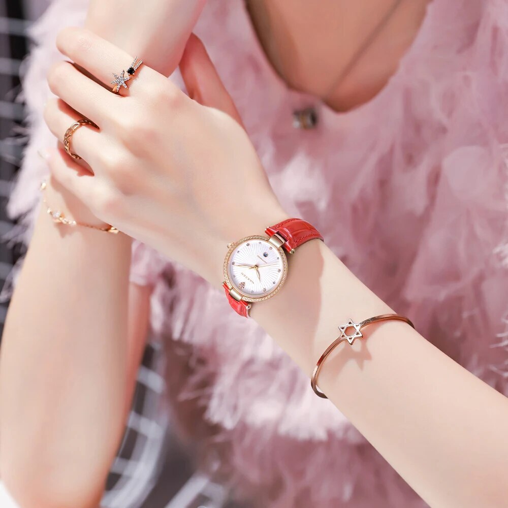 Fashion Women Watches 2021 New Leather Minimalist Watch Ladies Quartz Japan Movement Dress Wrist Watch Clock Montre Femme 4066