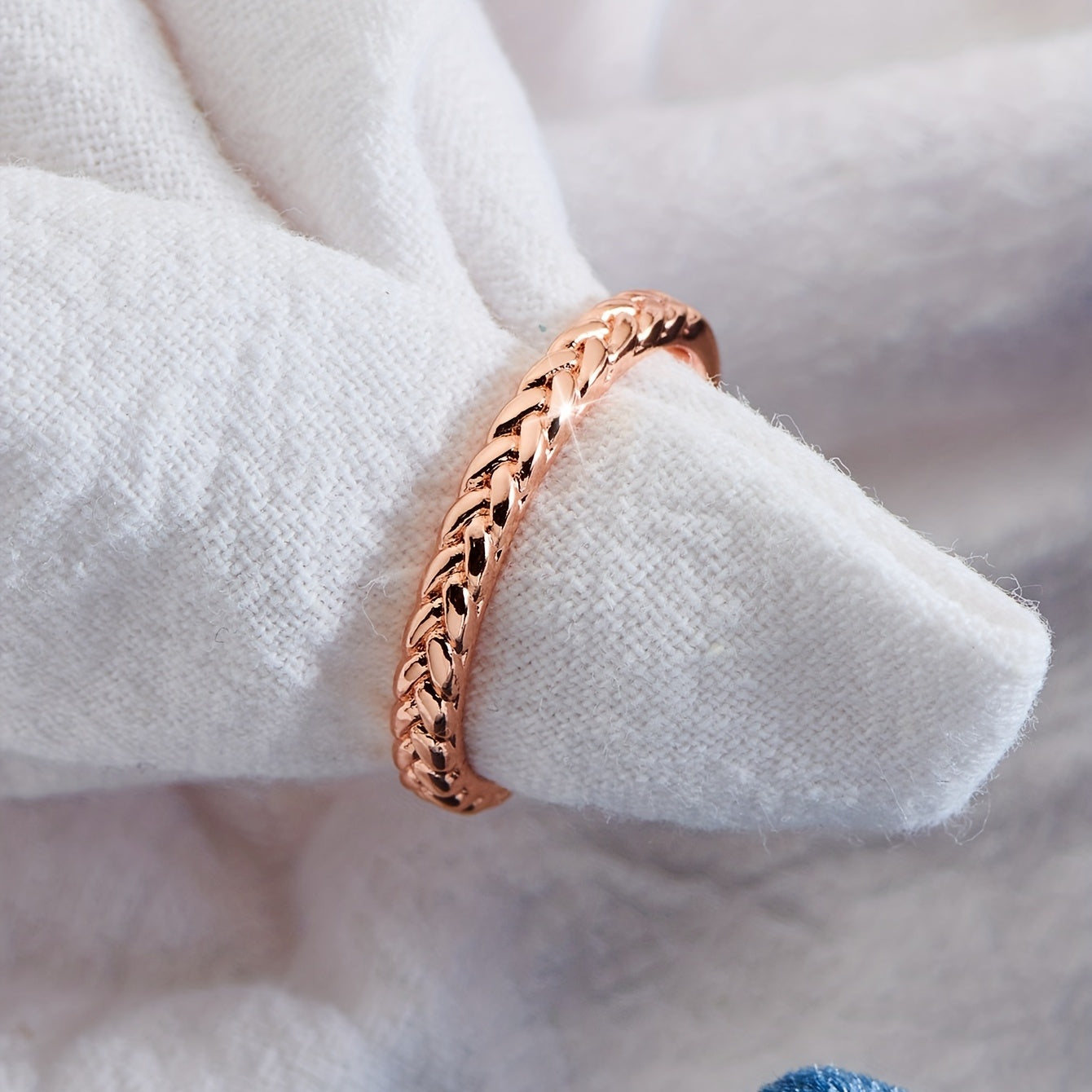 Simple Temperament Finger Ring Braided Copper Hand Jewelry Decor For Women