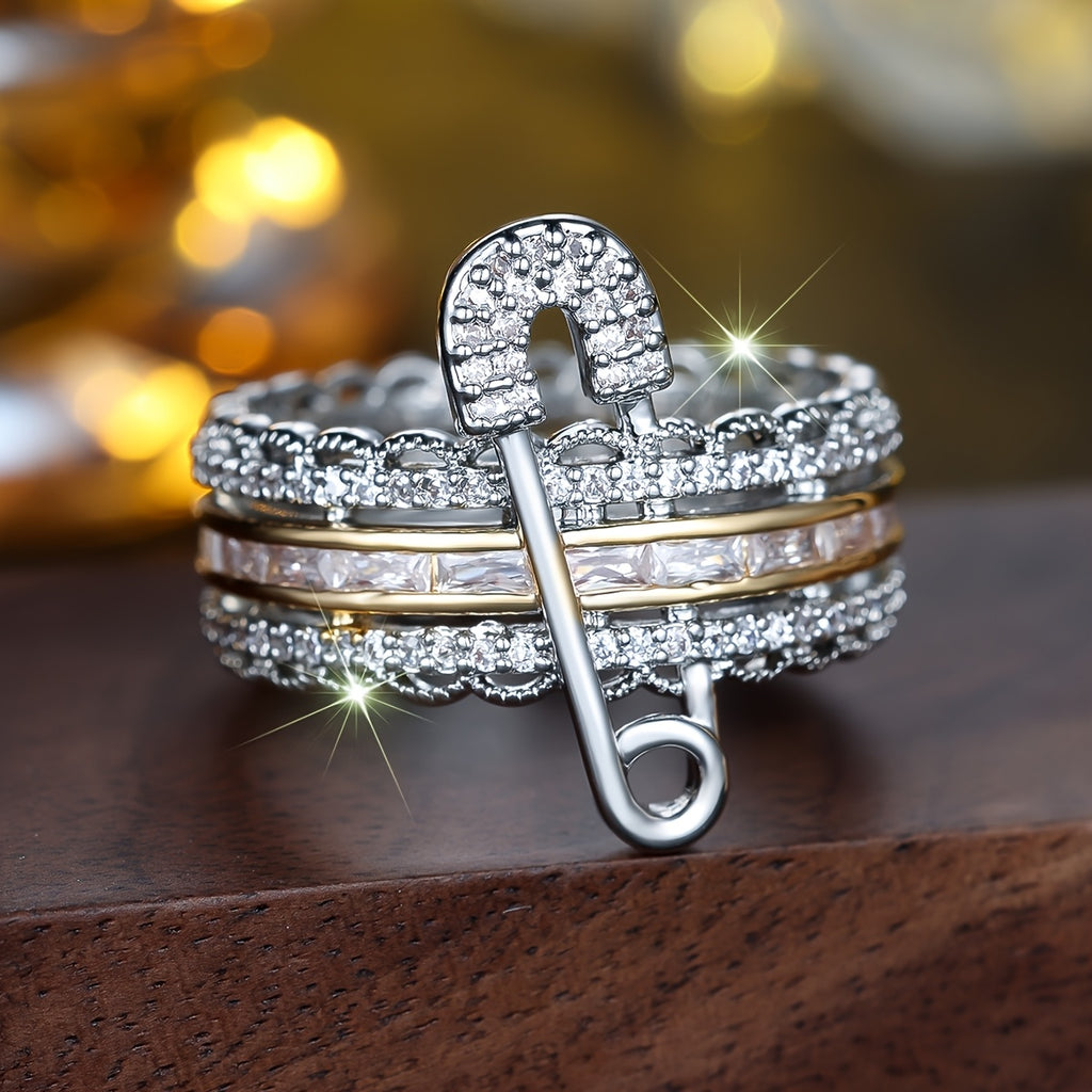 A Uniquely Charming Needle-Shaped Women'S Fashion Ring, Perfect for Parties, Birthdays, Anniversaries, And Everyday Wear