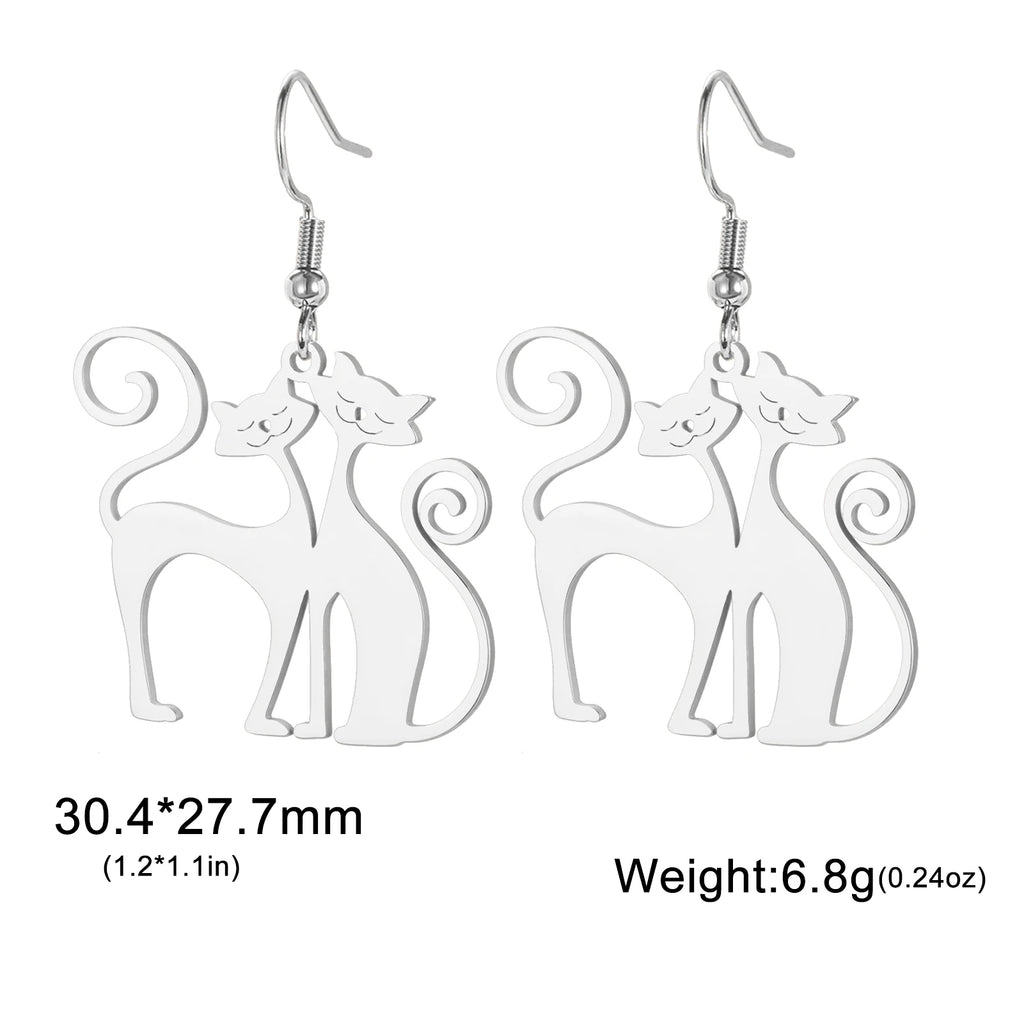 Unift Sassy Kitten Cat Charms Earrings for Women Girl Stainless Steel Dangle Earring Lovely Jewelry Ear Piercing Pet Lover Gift