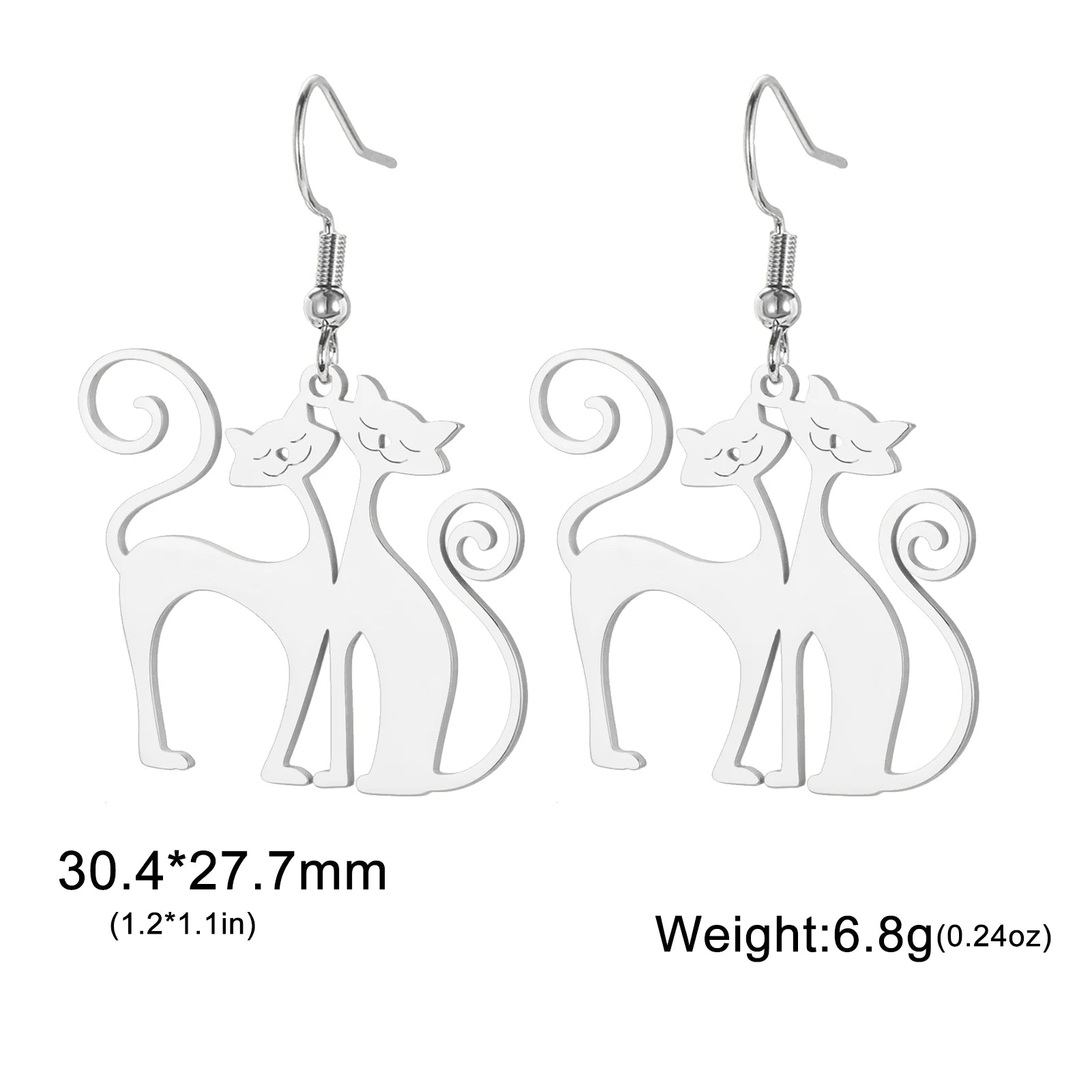Unift Sassy Kitten Cat Charms Earrings for Women Girl Stainless Steel Dangle Earring Lovely Jewelry Ear Piercing Pet Lover Gift