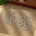 DOTIFI Stainless Steel Bohemian Hollow Exaggerated Leaf Dangle Drop Earring For Women Lady Geometric Female Jewelry
