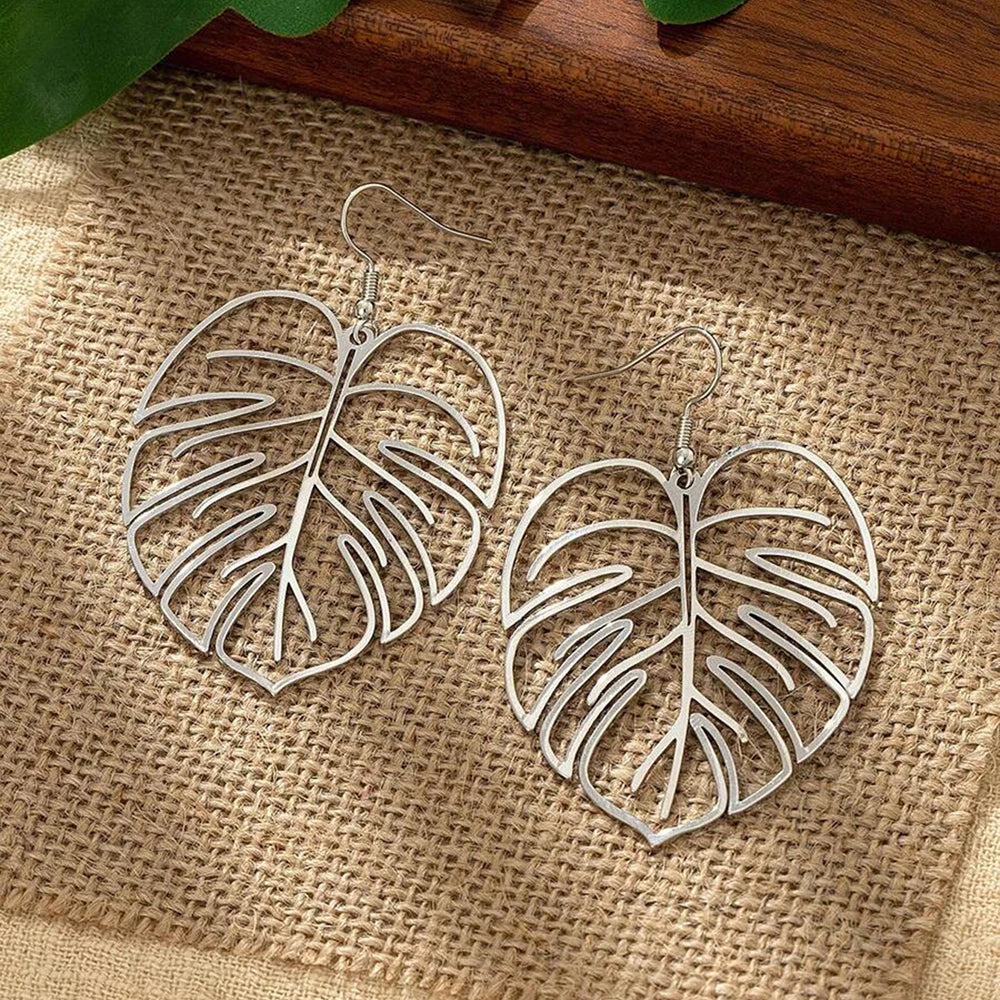 DOTIFI Stainless Steel Bohemian Hollow Exaggerated Leaf Dangle Drop Earring For Women Lady Geometric Female Jewelry