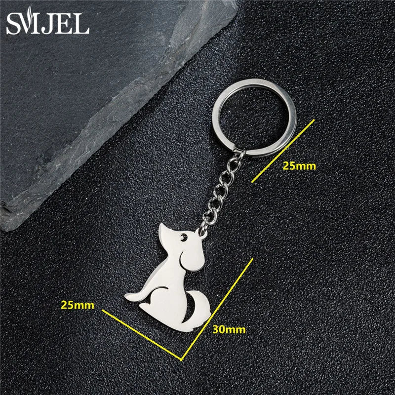Cartoon Kitten Keychain Fashion Animal Key Chain Creative Happy Cat Pendant for Women Car Keyring Purse Bag Accessories DIY Gift
