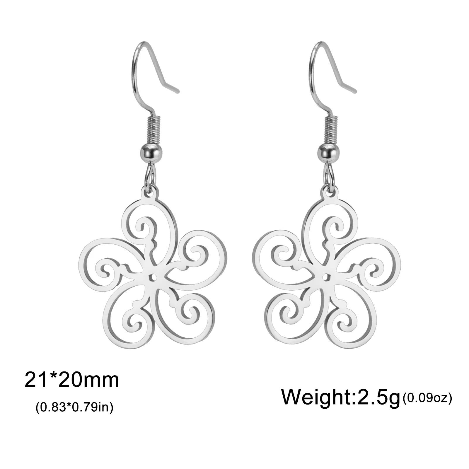 Teamer Vintage Filigree Flowers Pendant Dangle Earrings Stainless Steel Gold Plated Women Wedding Bohemian Elegant Jewelry Gifts