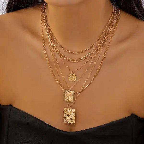 Classic Pendant Necklace for Women Micro Zircon Turkish Lucky Evil Eyes Palm Cross Pearl Multilayer Metal Chain Choker Jewelry