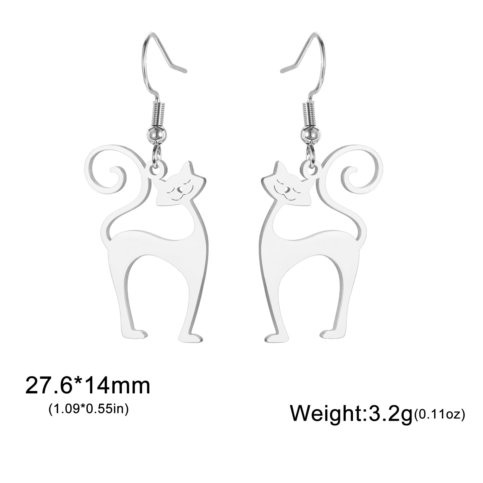 Unift Sassy Kitten Cat Charms Earrings for Women Girl Stainless Steel Dangle Earring Lovely Jewelry Ear Piercing Pet Lover Gift