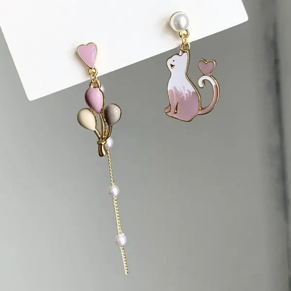 Cartoon Animal Fox Yellow Maple Leaves Earrings For Women Cute Rabbit Crane Kitten Flower Dangle Earring Christmas Party Jewelry