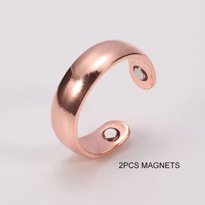 Vinterly Pure Copper Magnetic Rings 6mm Shiny Health Energy Copper Cuff Finger Adjustable Jewelry High Magnet Resizable Metal