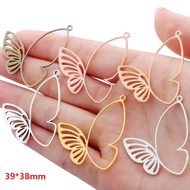 10pcs Zinc alloy Filigree Stamping Pendants Butterfly Hollow Metal Charms DIY Necklace earrings Jewelry Accessories39mmx 38mm