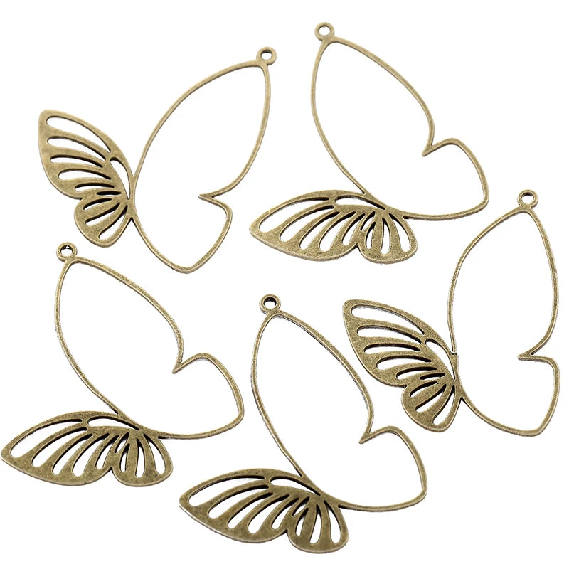 10pcs Zinc alloy Filigree Stamping Pendants Butterfly Hollow Metal Charms DIY Necklace earrings Jewelry Accessories39mmx 38mm