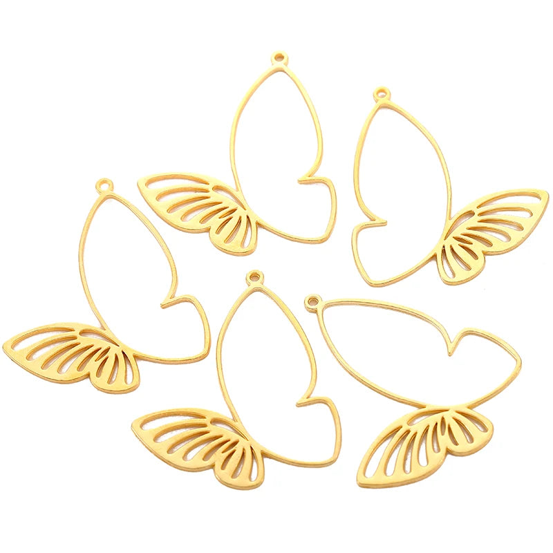 10pcs Zinc alloy Filigree Stamping Pendants Butterfly Hollow Metal Charms DIY Necklace earrings Jewelry Accessories39mmx 38mm