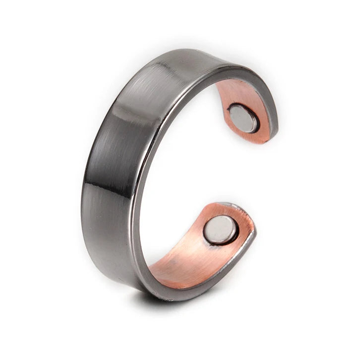 Vinterly Pure Copper Magnetic Rings 6mm Shiny Health Energy Copper Cuff Finger Adjustable Jewelry High Magnet Resizable Metal