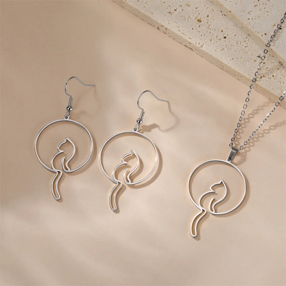 My Shape Lovely Cat Tail Drop Earrings for Women Cute Kitten Animal Dangle Earring Stainless Steel Fashion Jewelry Kids Gifts